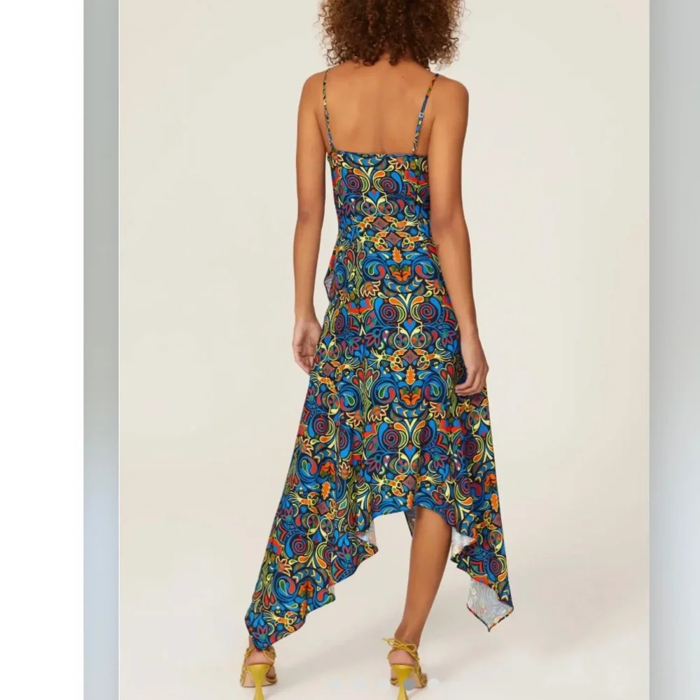 haney olivia faux wrap midi dress size 6 blue orange red yellow CL - Picture 4 of 9